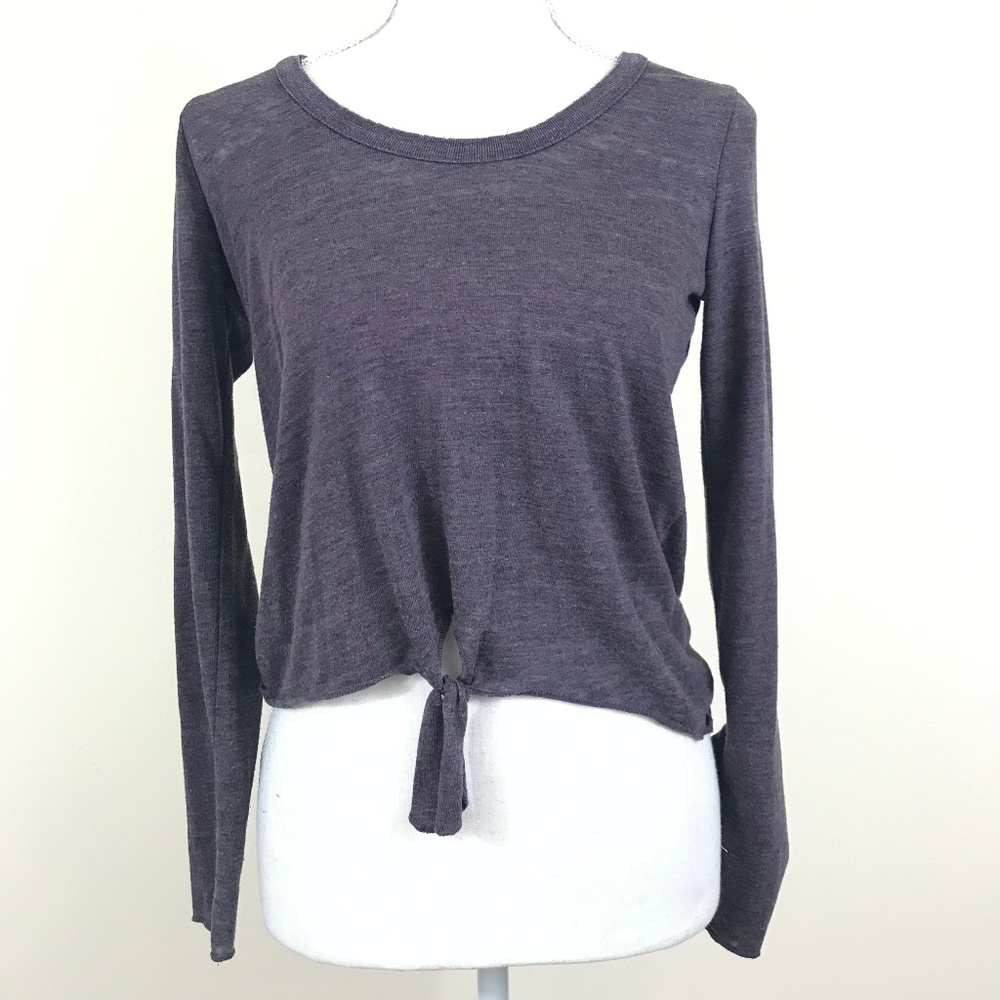 Chaser Knotted Front Long Sleeve Crop Top Size XS